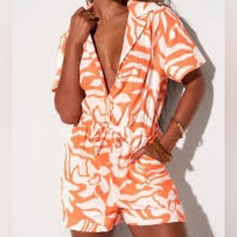 Fabletics NWT Cotton Drawstring Voile‎ Short Onesie Romper Size XXL / 1X